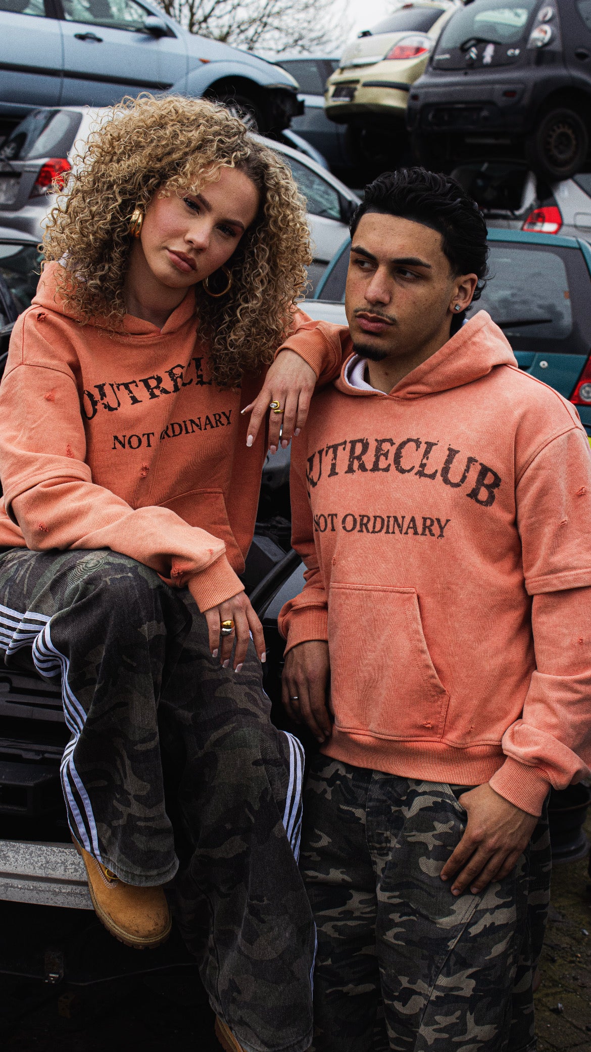Double Layered Hoodie - Orange