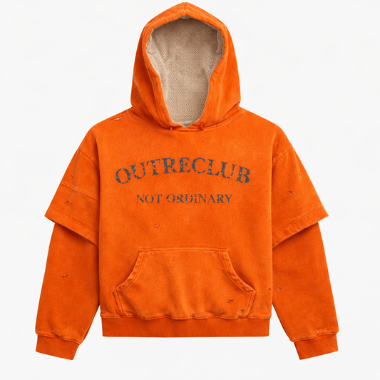 Double Layered Hoodie - Orange
