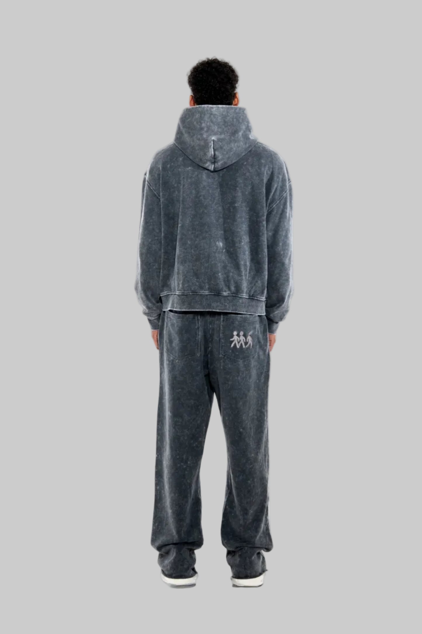 Washed Zip-up Hoodie - Grey