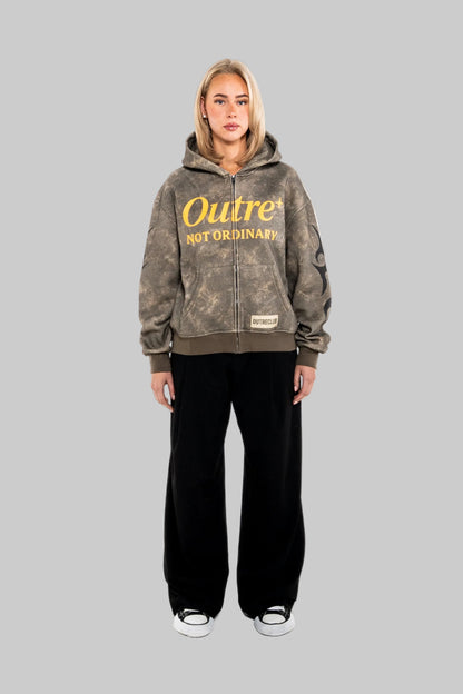Olive Green Zip-up Hoodie