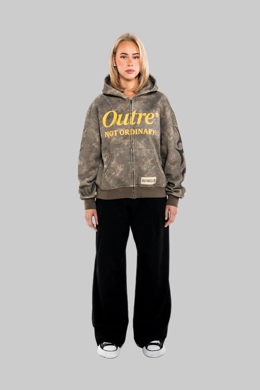 Olive Green Zip-up Hoodie